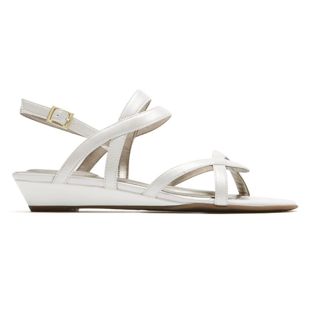 Rockport Womens Sandals White - Total Motion Zandra Slingback - UK 374-ZWLOCX